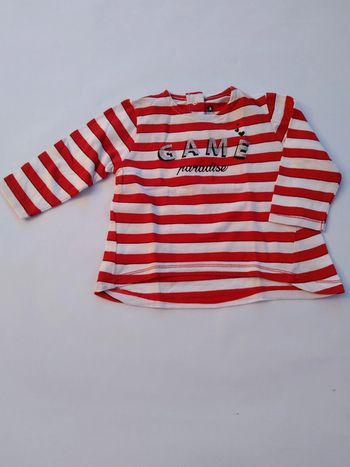 tee shirt rayé rouge et blanc manches longues fille 6 mois Z