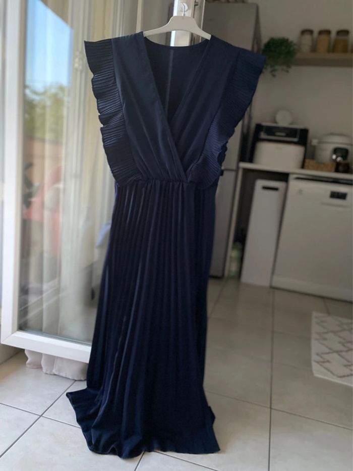 Robe bleu marine plissée 38