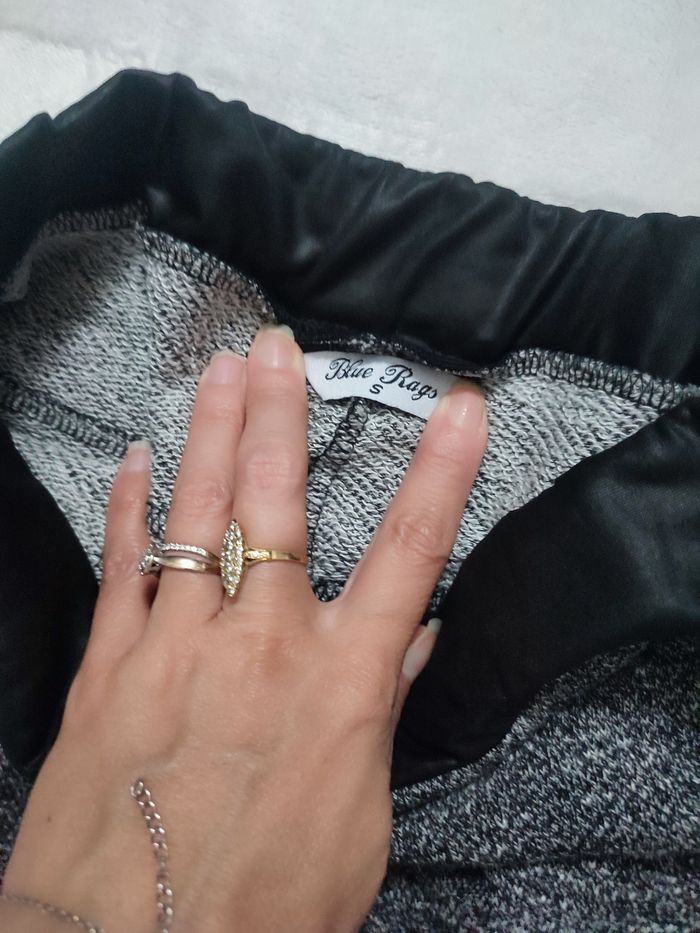 Sarouel bi matière gris et noir sans marque taille s - photo numéro 2