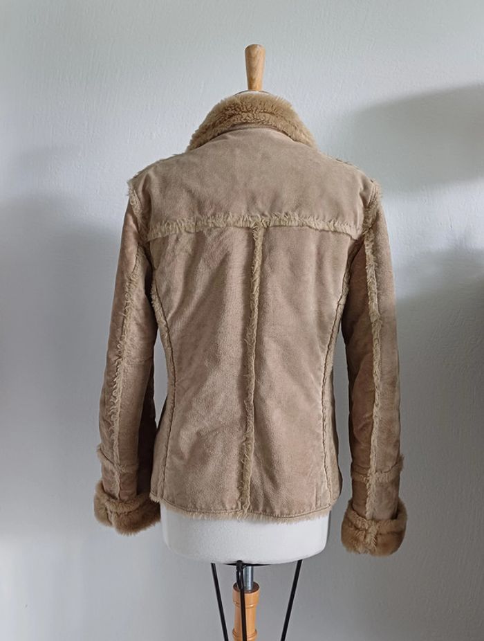Veste beige en cuir taille 42 - photo numéro 6