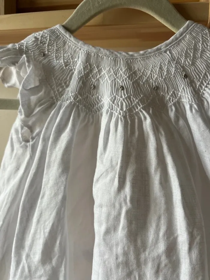Robe + bloomer jacadi en Lin blanc 6 mois - photo numéro 2