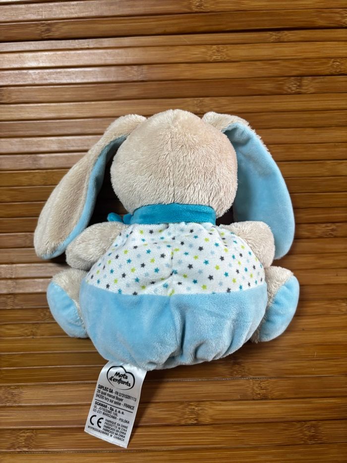 Doudou lapin boule beige bleu étoile mots d enfants - photo numéro 3