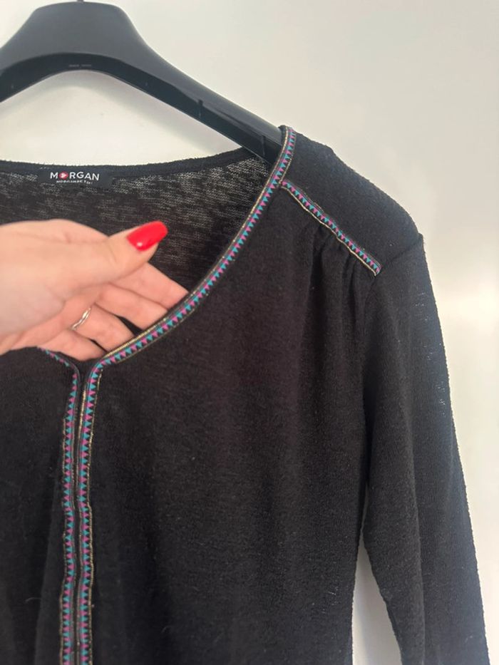 T-shirt noir Morgan à manches 3/4 avec détails colorés - photo numéro 4
