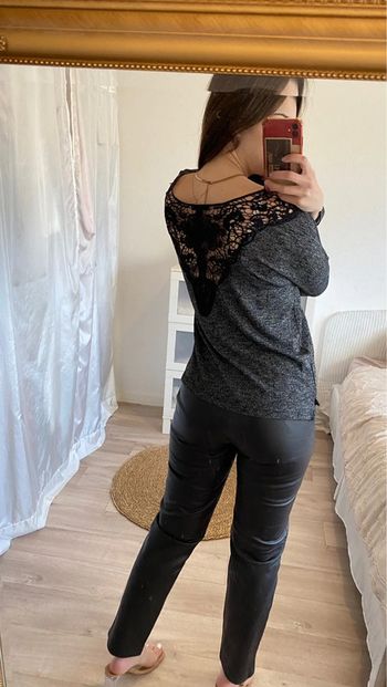 T-shirt gris chiné manche 3/4