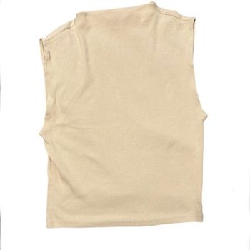 Haut court d'été léger sans manche côtelé beige 
