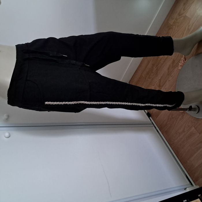 Pantajogg Noir avec bandes argentées sur les cotés Made in Italy Taille unique