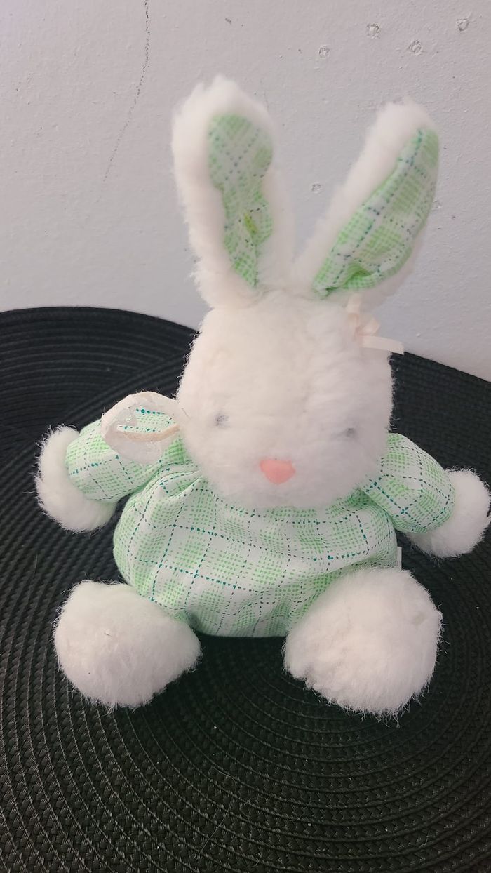 doudou lapin carré vert - photo numéro 3
