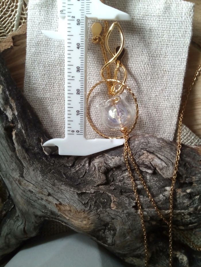 Collier pendentif méduse avec globe en verre - photo numéro 2