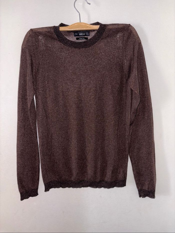 Pull léger Zara femme taille S marron en très bon état. - photo numéro 3