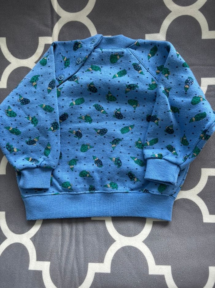 Sweat bébé bleu lutins gnomes vintage DPAM - photo numéro 2