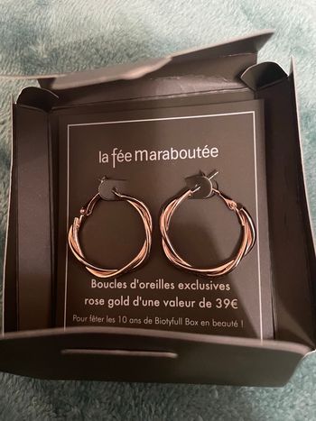 Magnifiques créoles or rose la Fée maraboutee dans coffrets