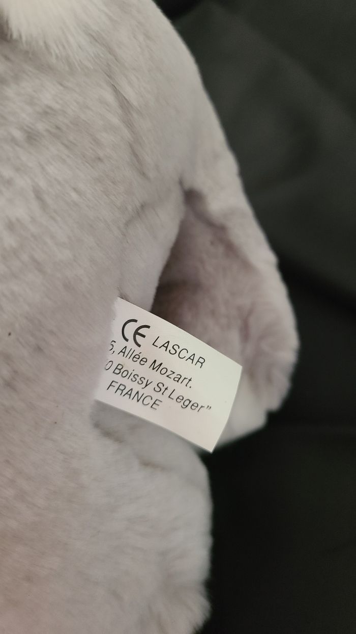 Peluche Lapin gris blanc Lascar 36 cm - photo numéro 2