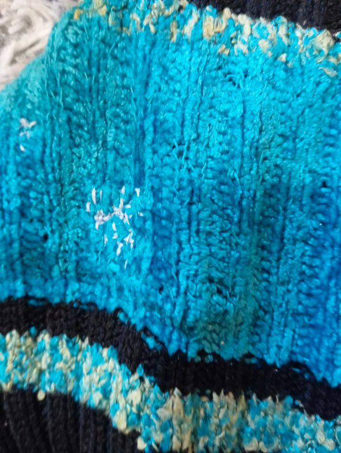 Pull rayée bleu et vert-jaune - photo numéro 2