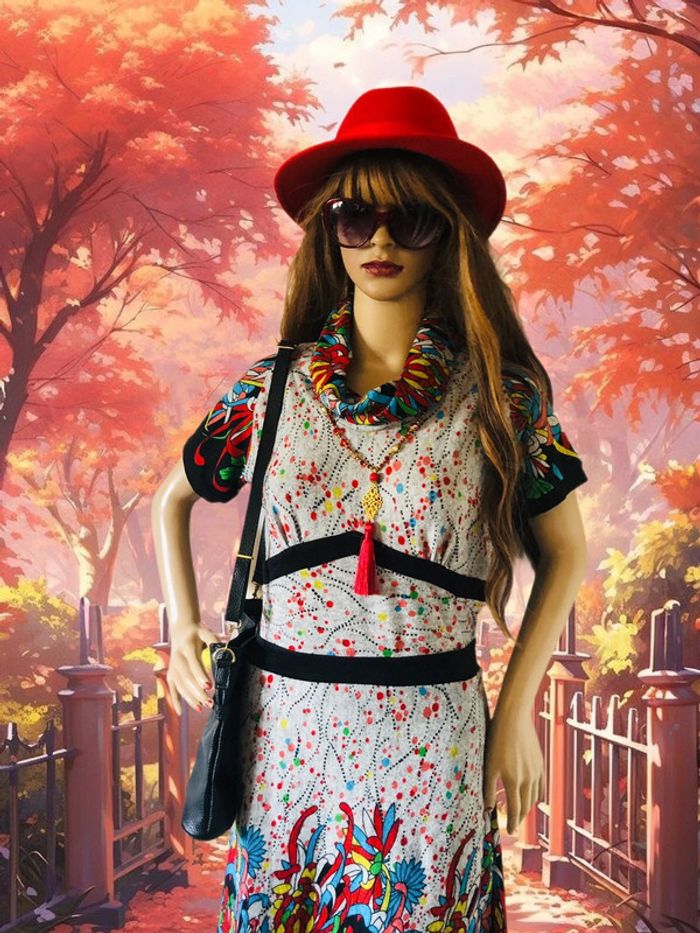 🩶🌹Robe d’automne gris multicolore Smash original multicolor dress🌹🩶