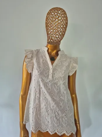 Blouse en dentelle Crème Femme Taille M/38