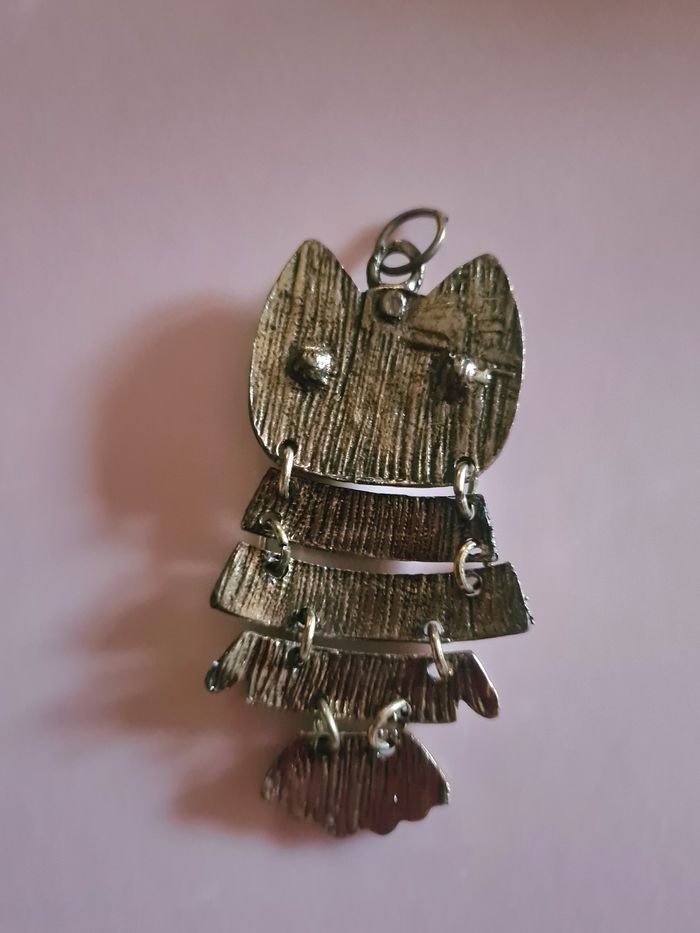 Pendentif. Hibou. Chouette. Doré. 6 cm. - photo numéro 3