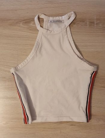 Croc top Débardeur court blanc avec rayures Pull&Bear