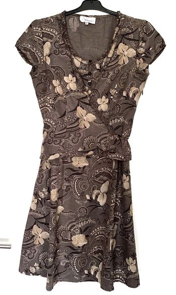 Robe Armand Thiery motifs marron et beige T 40
