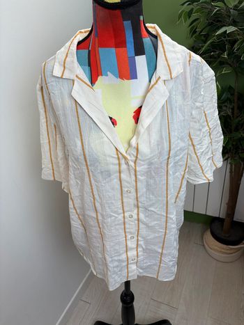 Chemise Etam | Blanc et jaune moutarde | Taille 40