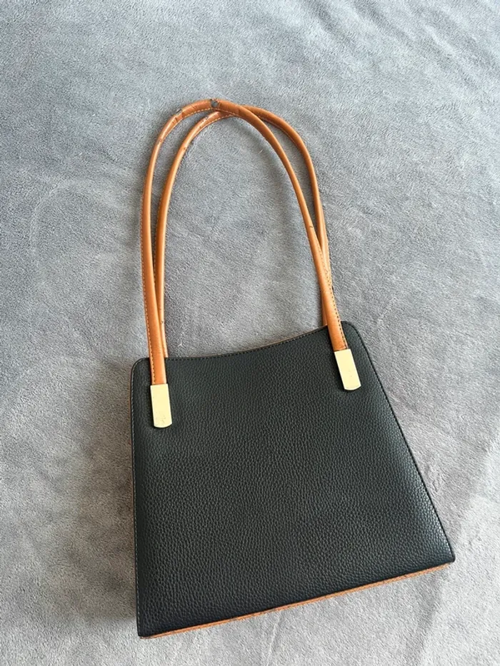 Sac David Jones vintage noir & marron clair – Élégant, rigide & intemporel | Style Y2K chic - photo numéro 5