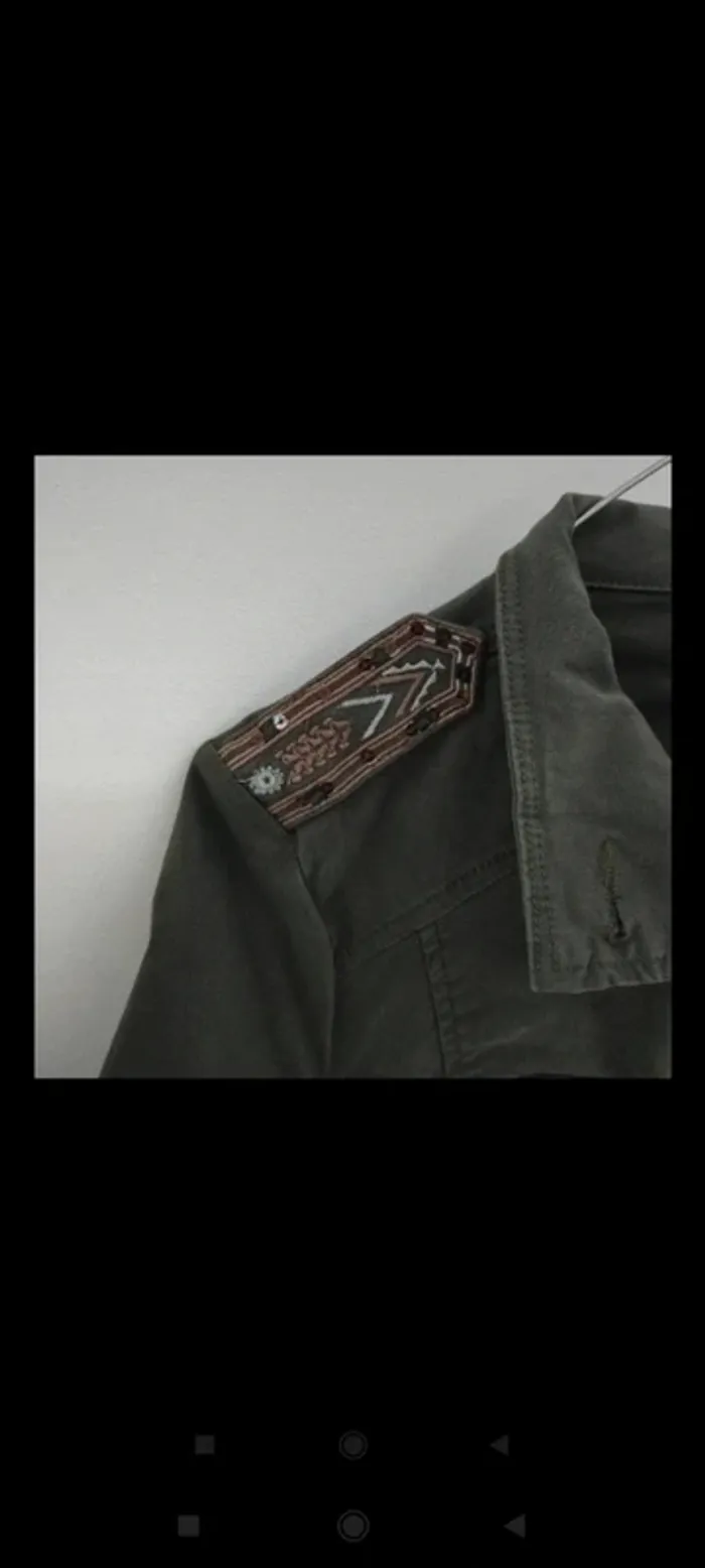 Cache cache veste en jean kaki taille XS très bon état - photo numéro 2