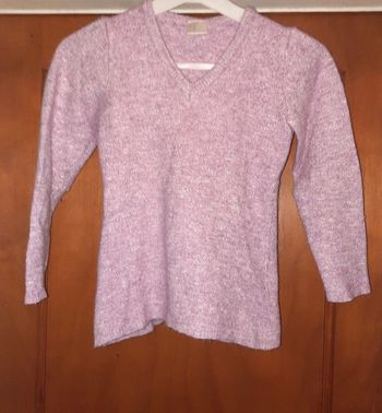 Pull col V rose chiné