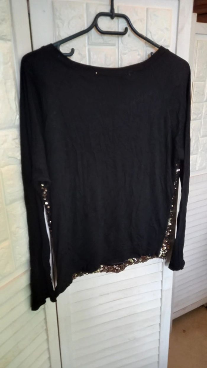 Haut manche s longues - noir et doré brillant Taille : S/M - photo numéro 3