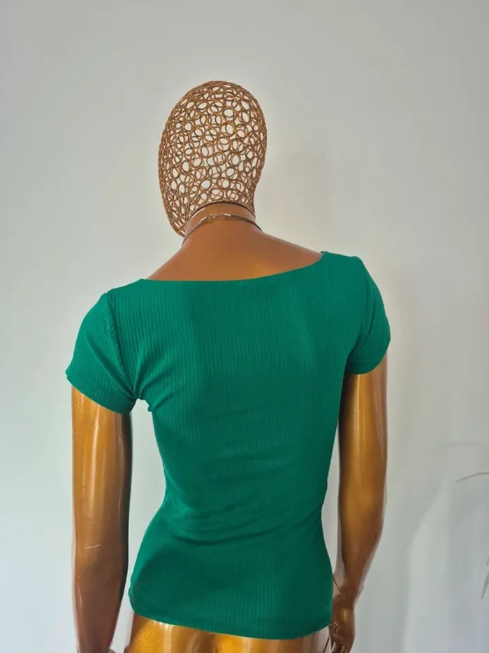 Tee-shirt Vert Manches Courtes Femme Taille L/40 - photo numéro 2