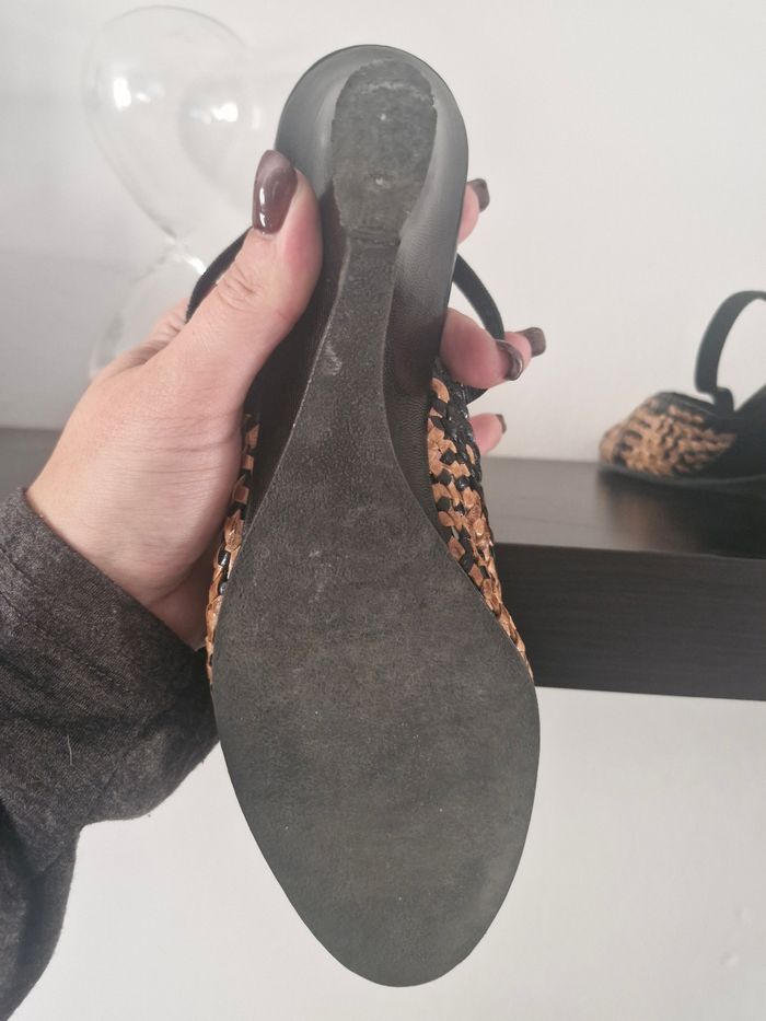 Sandales tressées Marron et noir - photo numéro 8