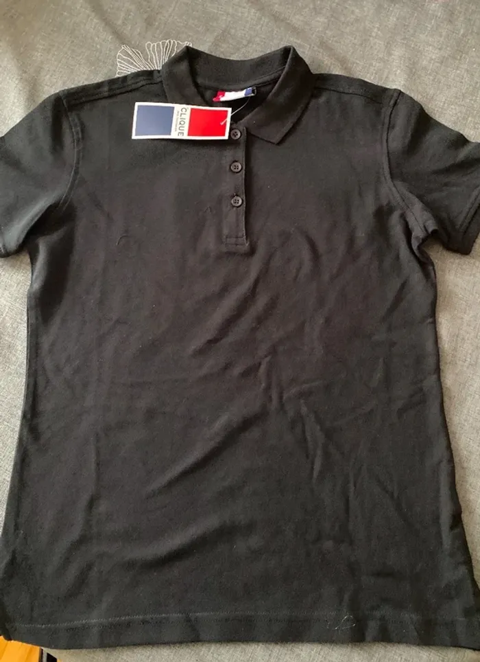 Polo femme noir S manches courtes