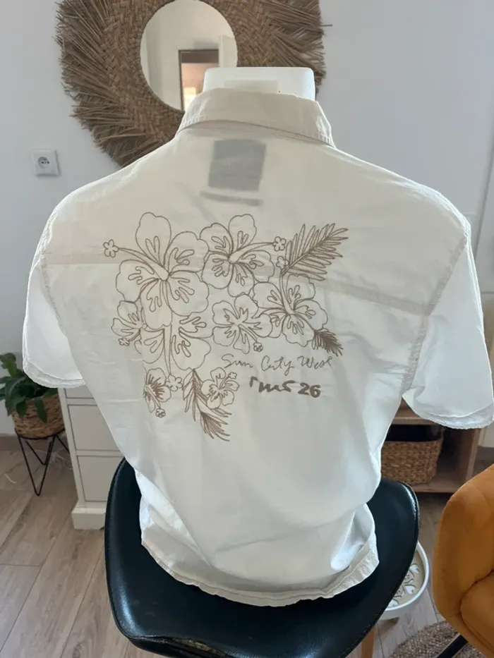 Chemise homme /surchemise légère et chic coton brodé RMS 26 taille M - photo numéro 3