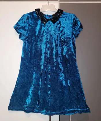 Robe en velours bleu avec col à sequins 4 ans / Kiabi