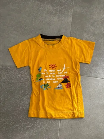 TEE shirt manche courte île de la réunion jaune 12 mois