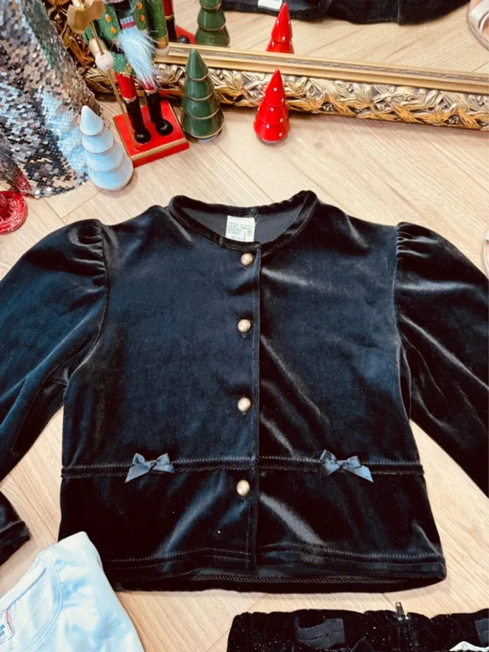 Taille 8 ans tenue 3 pièces fête fille multimarque noir blanc or * scintillant * 🎄 - photo numéro 2