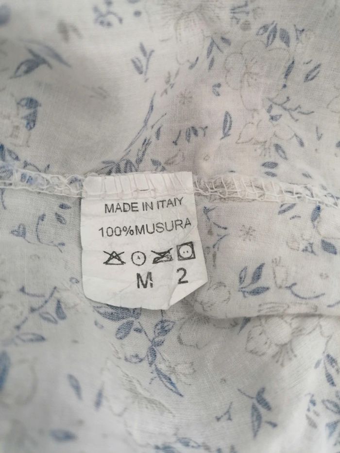 Blouse blanche avec fleurs bleues S/M - photo numéro 5