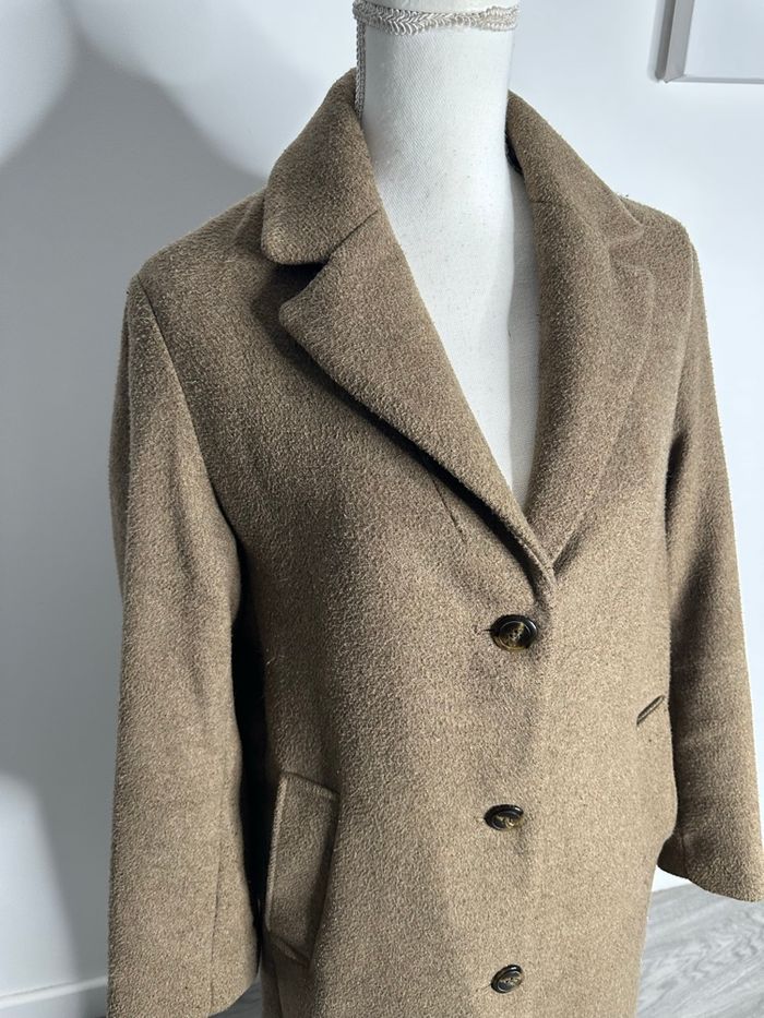 Manteau oversize en laine marron beige H&M T34 XS - photo numéro 2