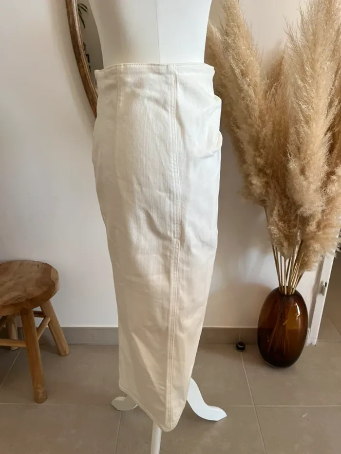 Jupe midi en jean blanche/écru Iro - photo numéro 4