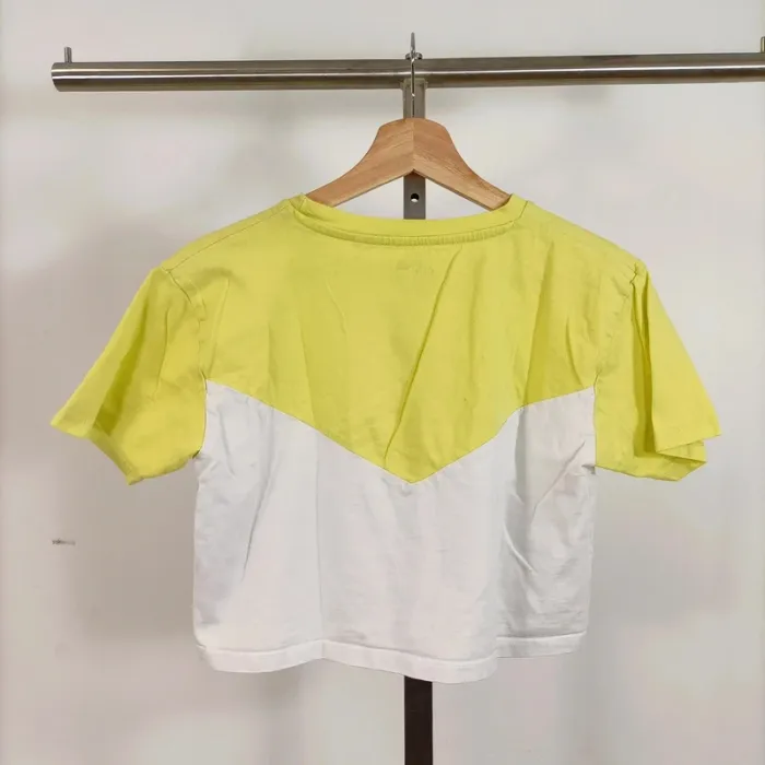 Crop top Ellesse bicolore jaune et blanc - 100% coton été Tshirt femme Femme - Taille S A639 - photo numéro 7