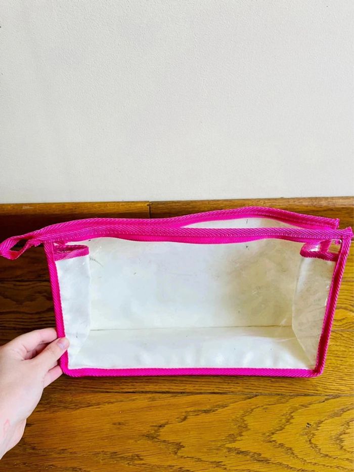 Sublime pochette trousse toilette maquillage blanc et rose - photo numéro 4