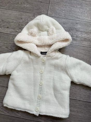 Manteau maille crème fibre argent In extenso 68 cm 6 mois