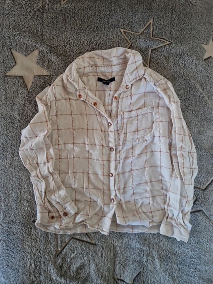 Chemise blanche à carreaux fille