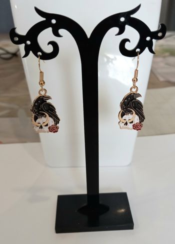 Boucles d'oreilles corbeau crâne halloween