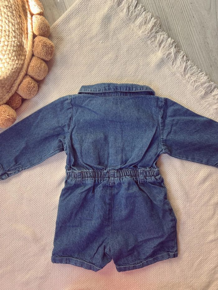 Combinaison short combishort en jean et noeud 6 mois - photo numéro 3