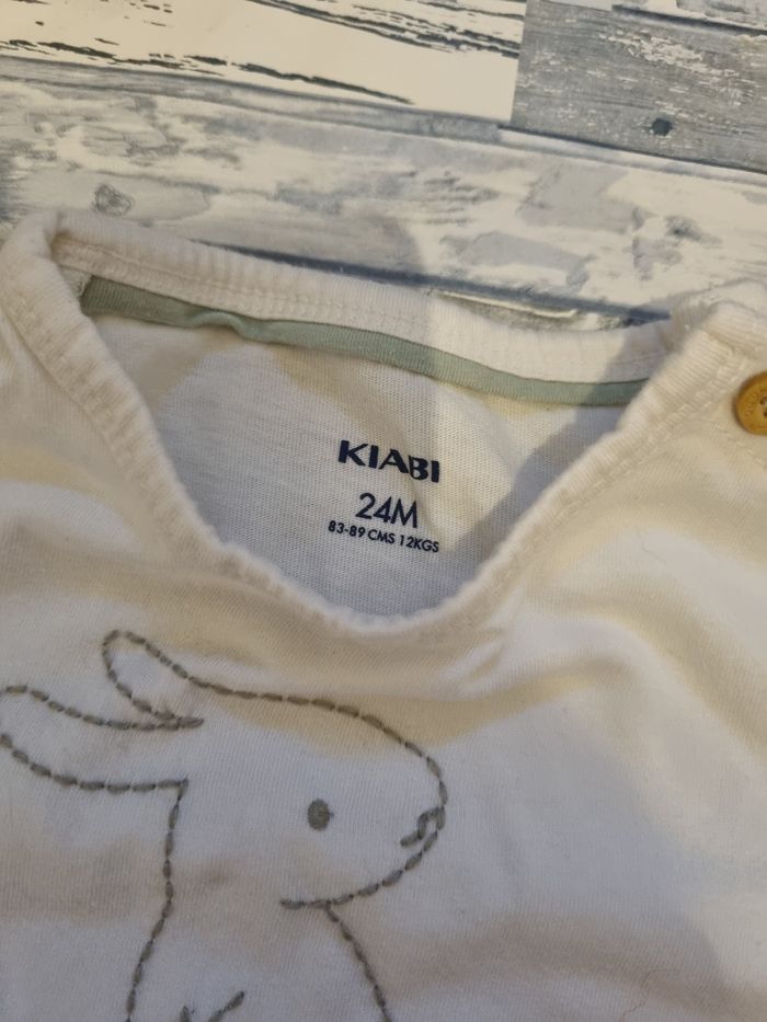 Tee-shirt t-shirt lapin blanc kiabi 24 mois 2 ans - photo numéro 2