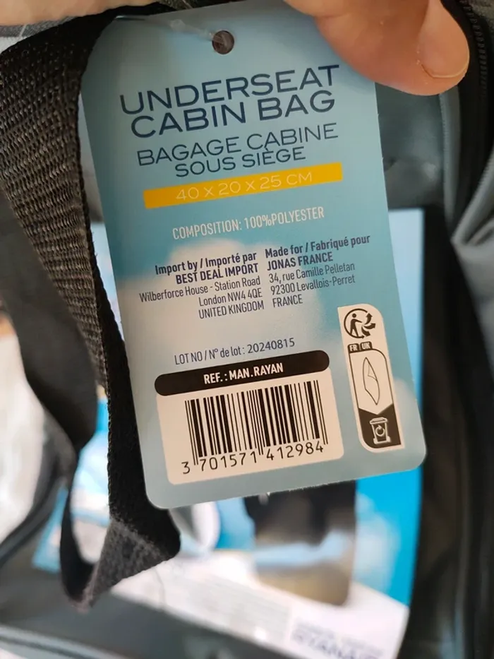 Bagage cabine sous siège Manoukian unisexe - photo numéro 4