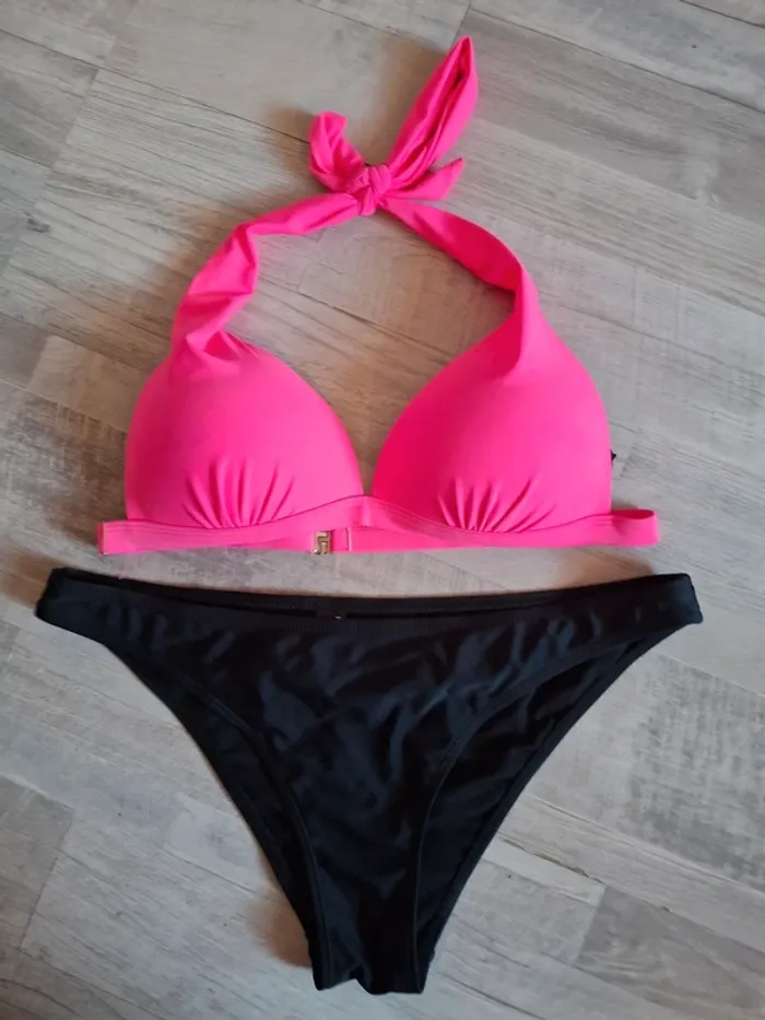 Maillot 2pces rose et noir