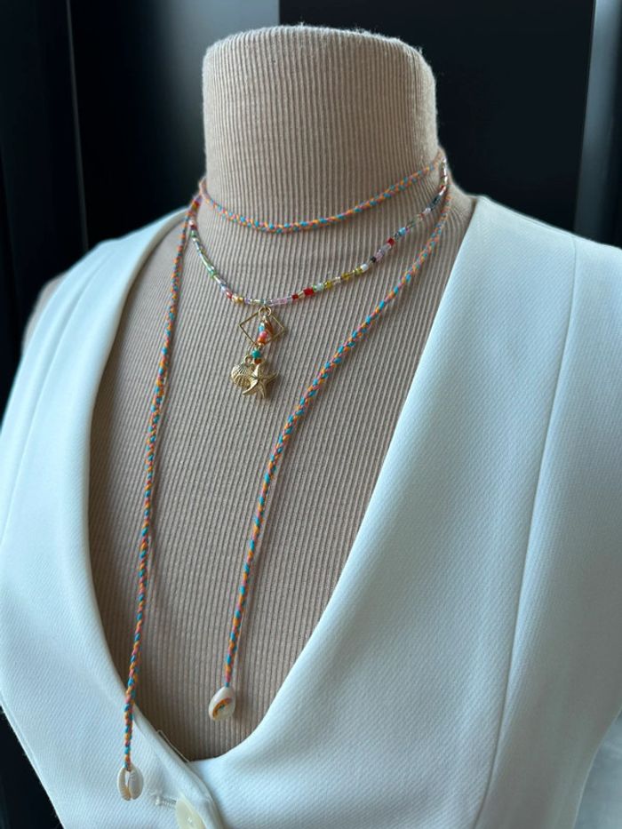 Collier sautoir à plusieurs rangs en laiton antiallergique multicolore - photo numéro 4