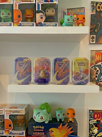 Lot 4 Mini Tins Pokémon Puissance Kanto (Dracaufeu, Dracolosse, Mewtwo) - Neuf Scellé