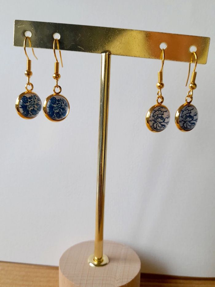 Boucles d oreilles inspiration céramique chinoise - photo numéro 2