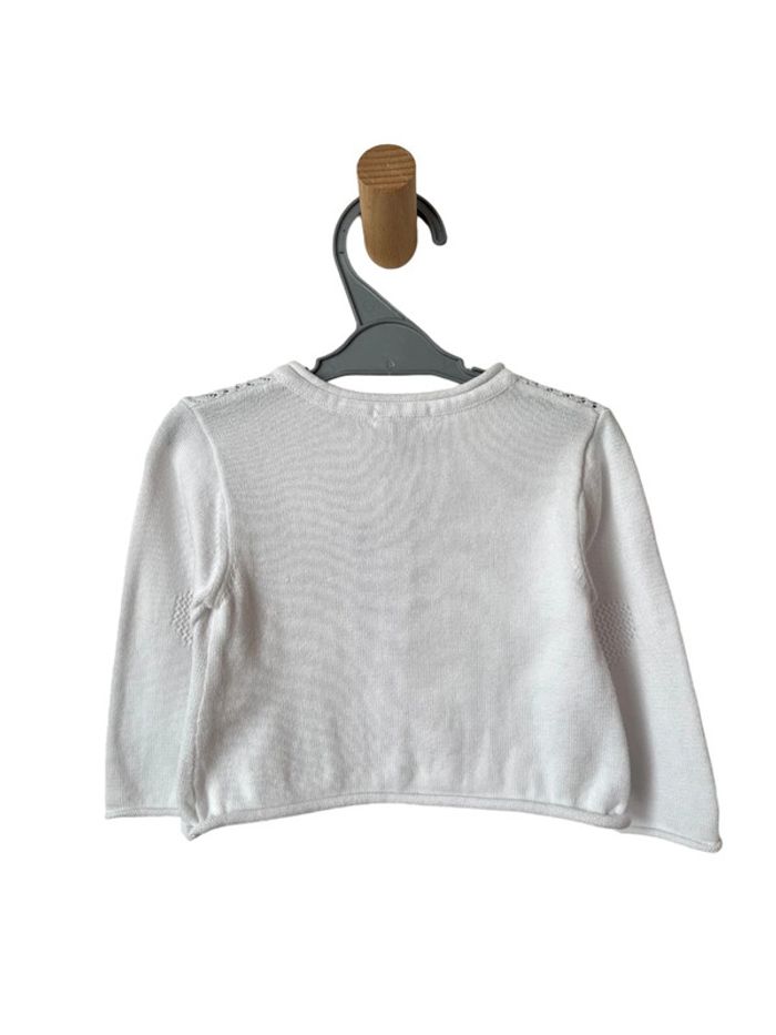 Gilet blanc à motifs zigzags en maille ajourée - Absorba 6 mois (68cm) - photo numéro 3
